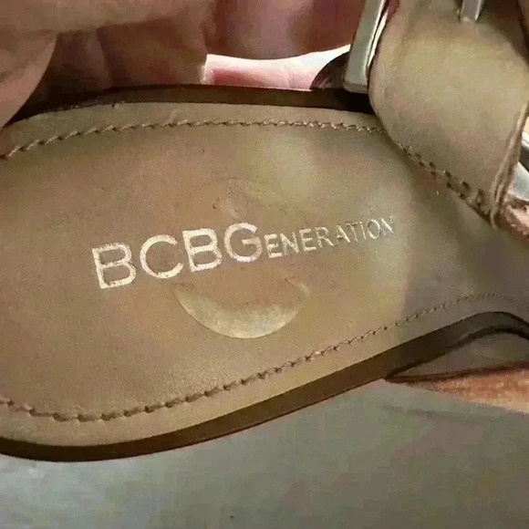 BCBG Generation Suede Coral Tan Chucky Wedge Sandals Penelope Sz 8.5 - Picture 5 of 6